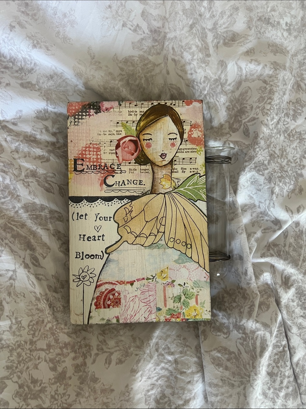 Handmade Boho Embrace Change Floral Girl Art - Multicolor Collage Mixed Media